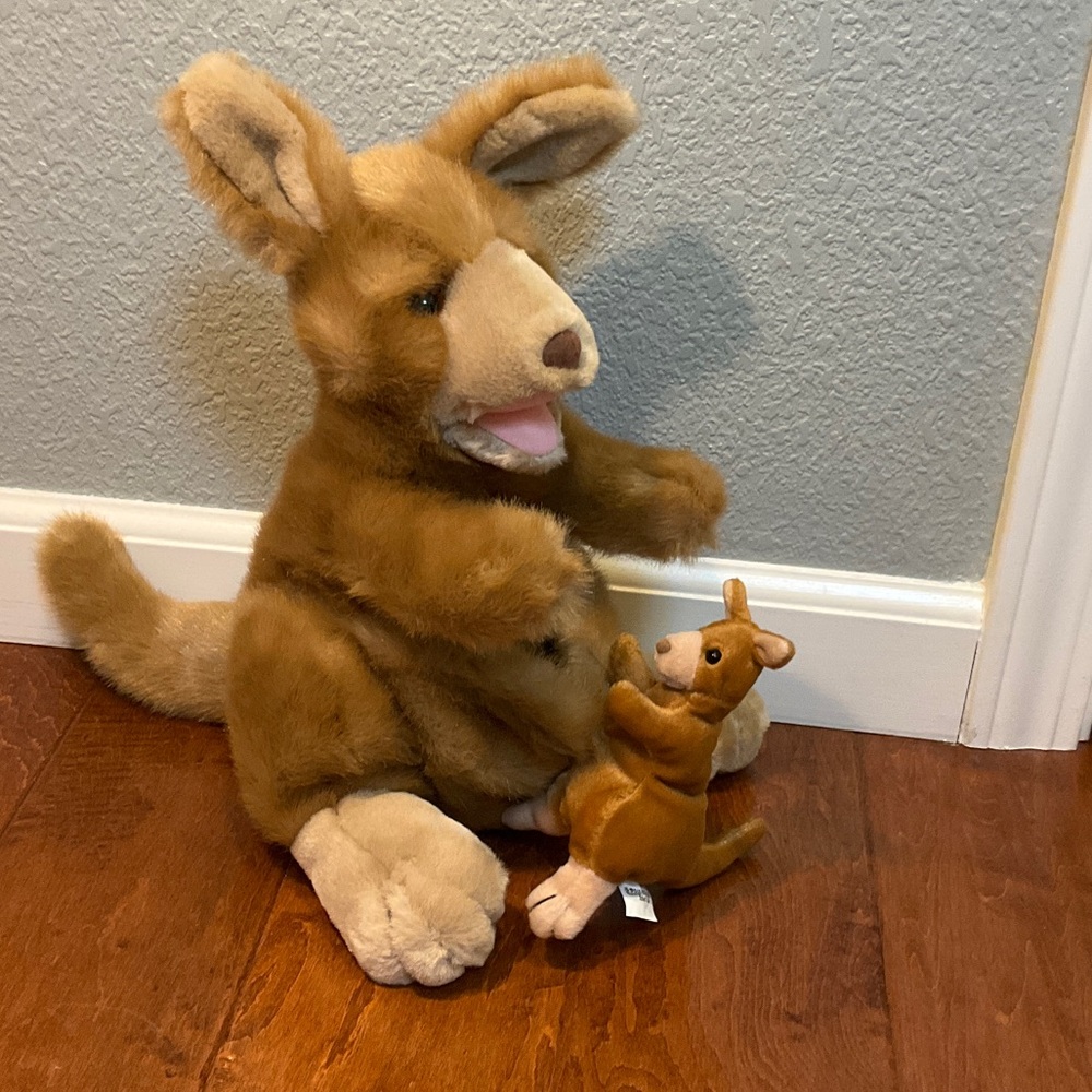 Brown Kangaroo Plush Toy Set